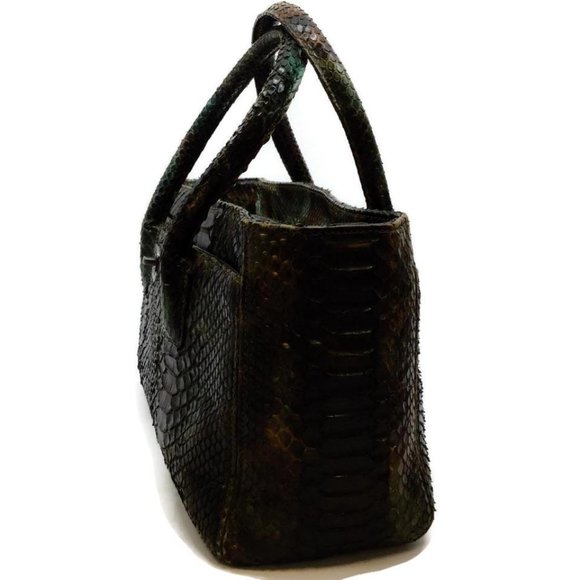 Chanel Green/Brown Multi Python Skin Cerf Tote - Picture 2 of 12